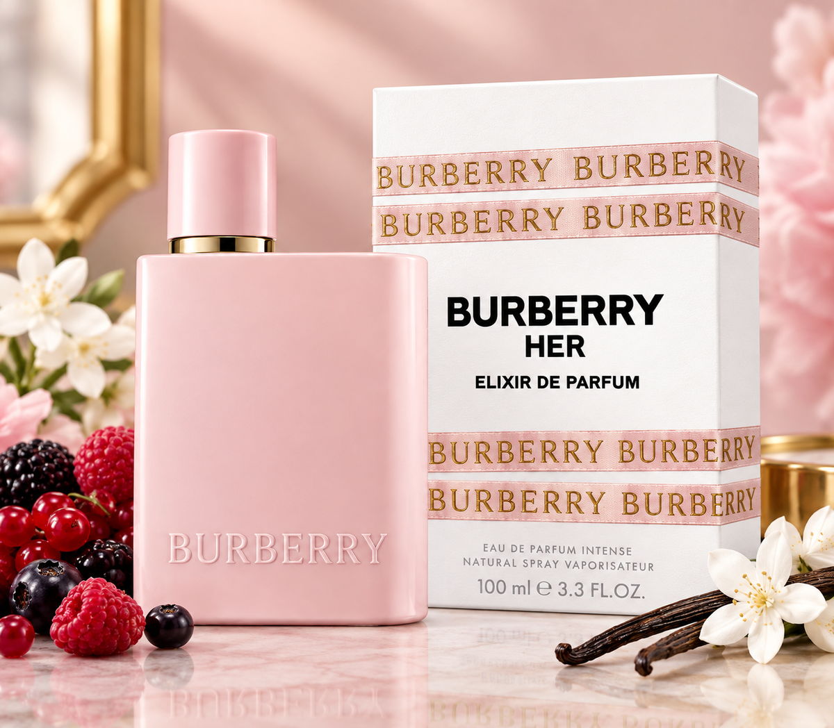 Burberry Her Elixir de Parfum for Women pink perfume bottle and box